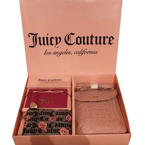 NWT Juicy Couture Pink 3 PC Set Crossbody Bag Card Case Coin Purse